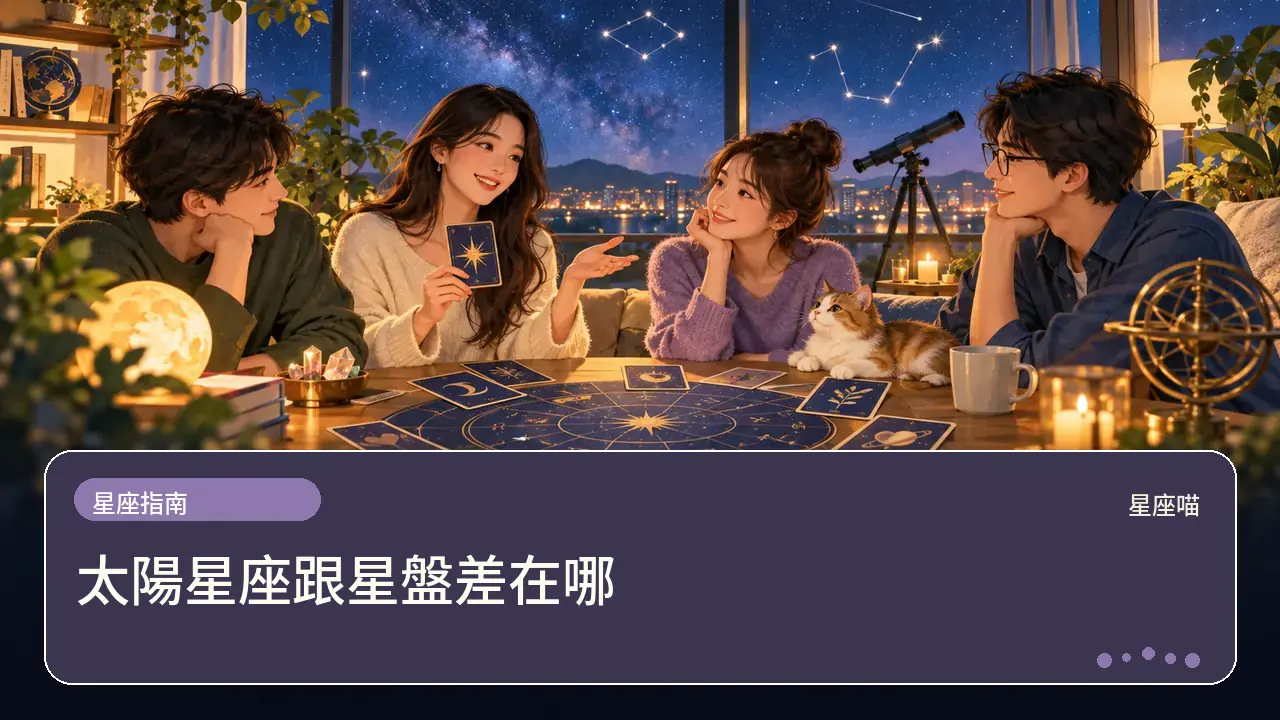 太陽星座跟星盤差在哪主題插畫