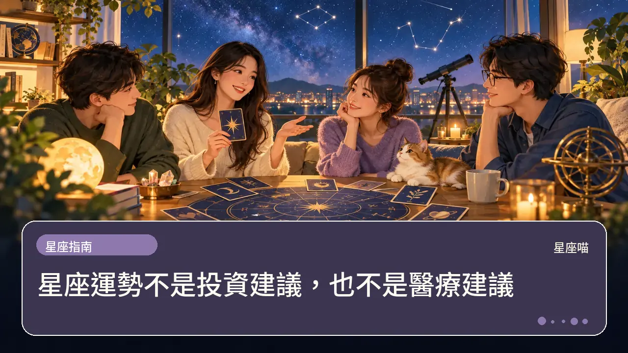 星座運勢不是投資建議,也不是醫療建議主題插畫